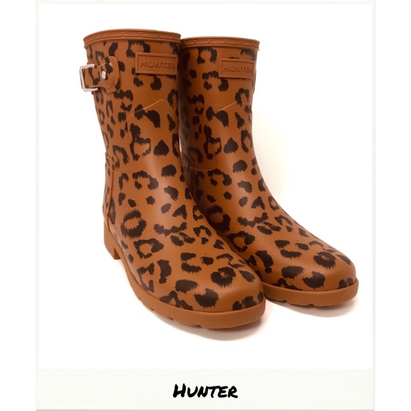 hunter leopard print rain boots